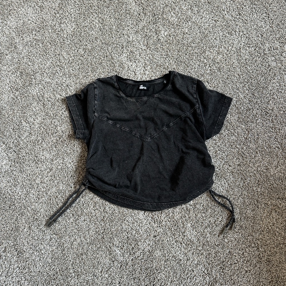 The Kooples Black Crop Top with Tie Details